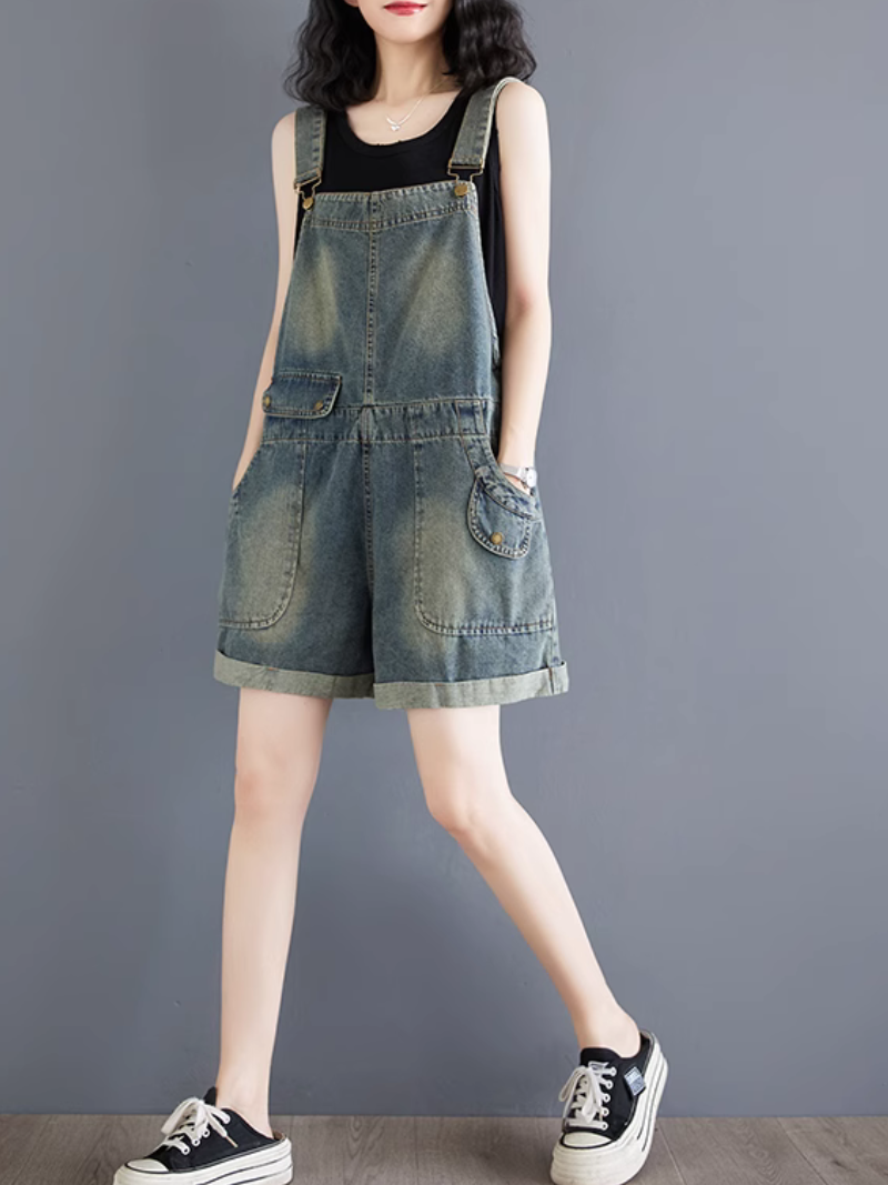Shorts de Bib de Denim Bib à la mode et aux femmes Dungaree dans l'ensemble