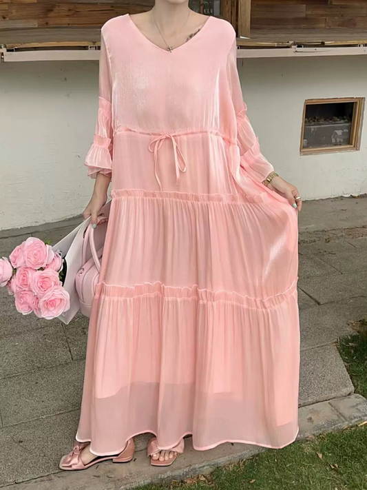Romantic Evenings and Brunches Maxi Dress — Flowy Chiffon, Effortless Elegance