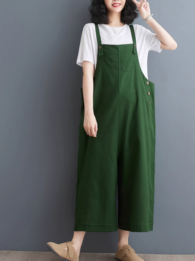 Women's Loose Casual Solid Color Overalls Dungarees