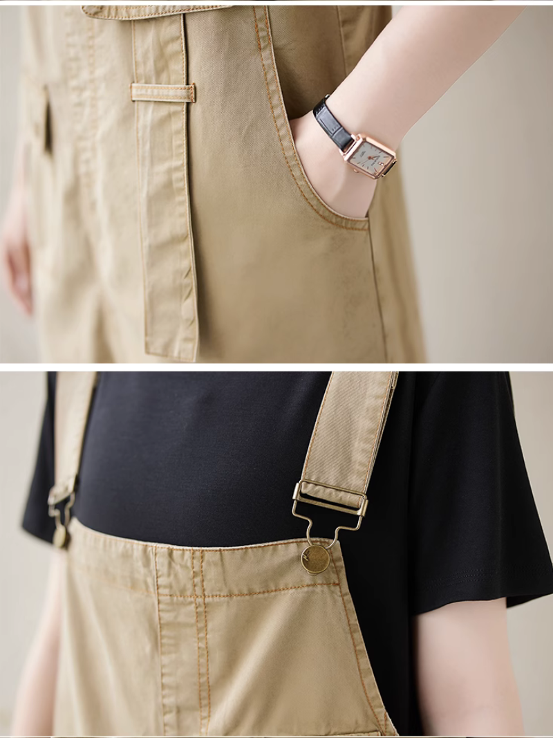 Dungaree de poche latérale polyvalente décontractée d'été pour femmes