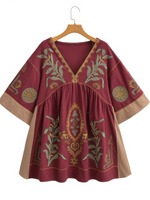 Robe kimono brodée à col décontractée en V Custo