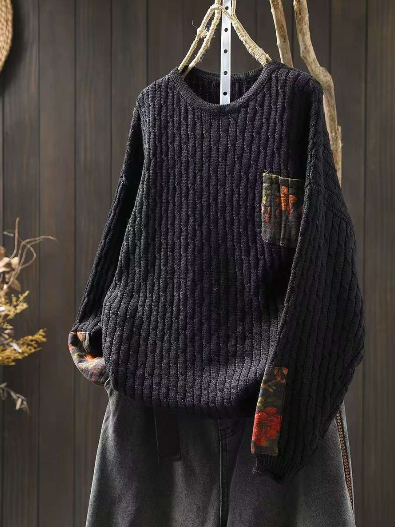 cotton sweater with contrast pocket