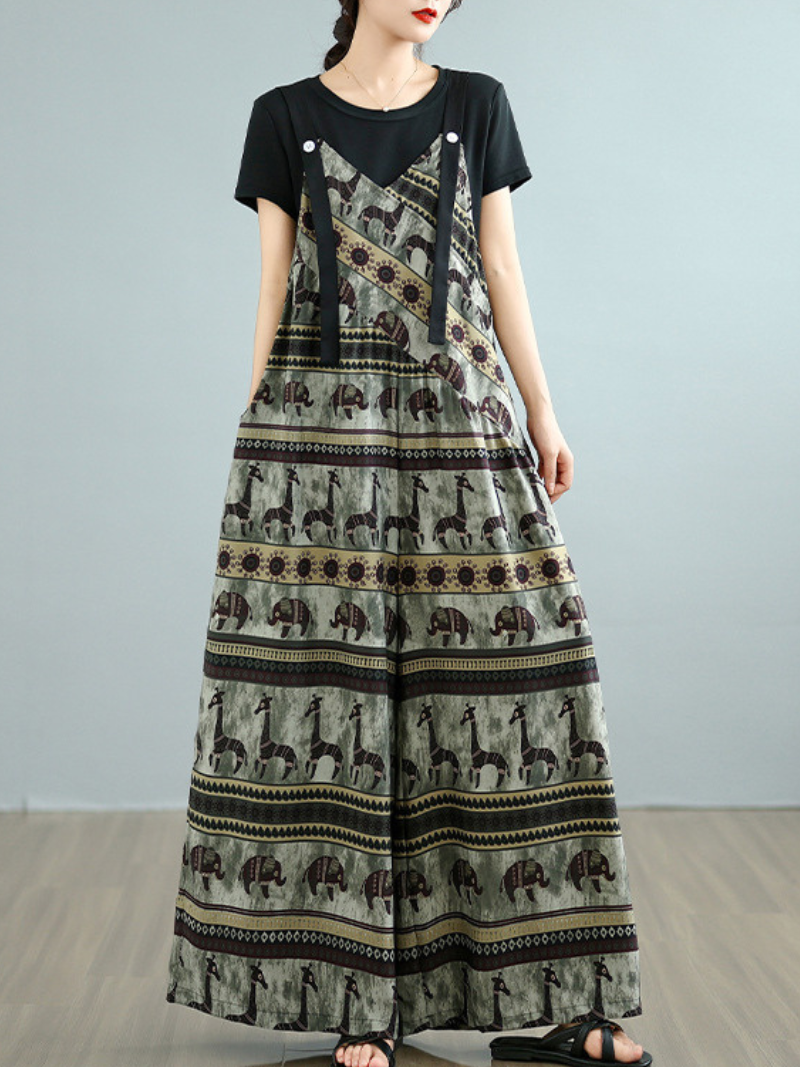 Trendy Printed Loose Overalls Jumpsuit for Women | Eva Trends