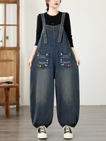 Easygoing Weekend Denim Overalls — Playful Embroidery, Forgiving Drape, All-Day Comfort