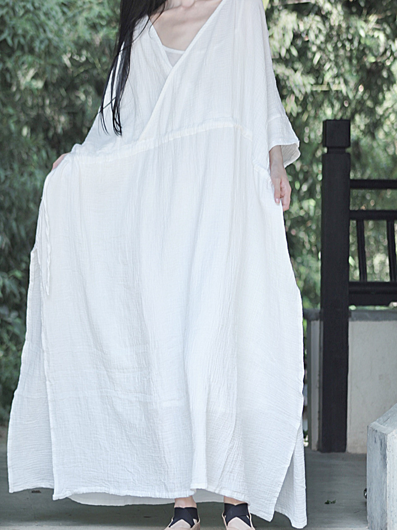 Breezy Garden-Party Wrap Maxi — Double Gauze Cotton, Effortless and Flattering