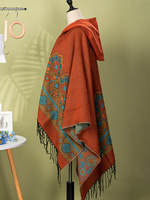 Cozy Weekend Wrap Cape — Vintage Floral Hooded Poncho, Flattering Drape