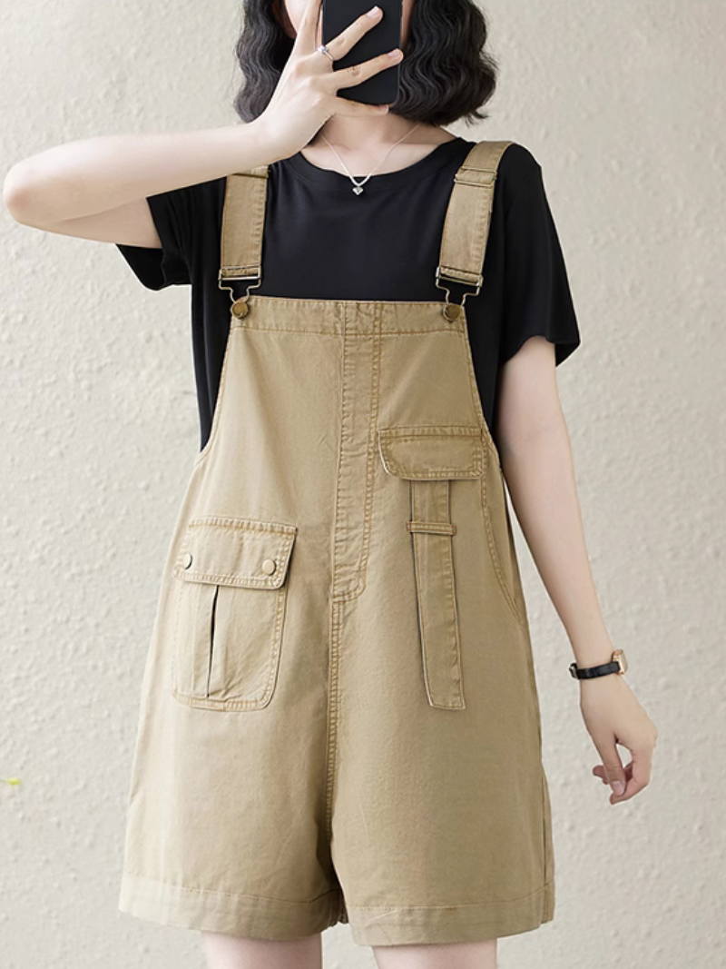 Dungaree de poche latérale polyvalente décontractée d'été pour femmes