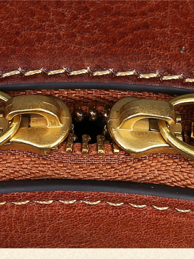 secure zip closure leather bag