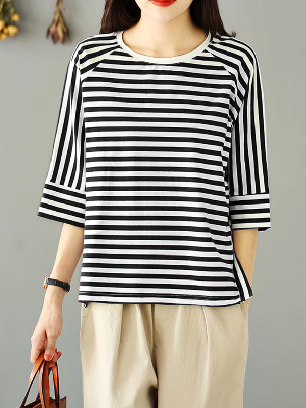 Women's Trendy Black Striped T-Shirt Top