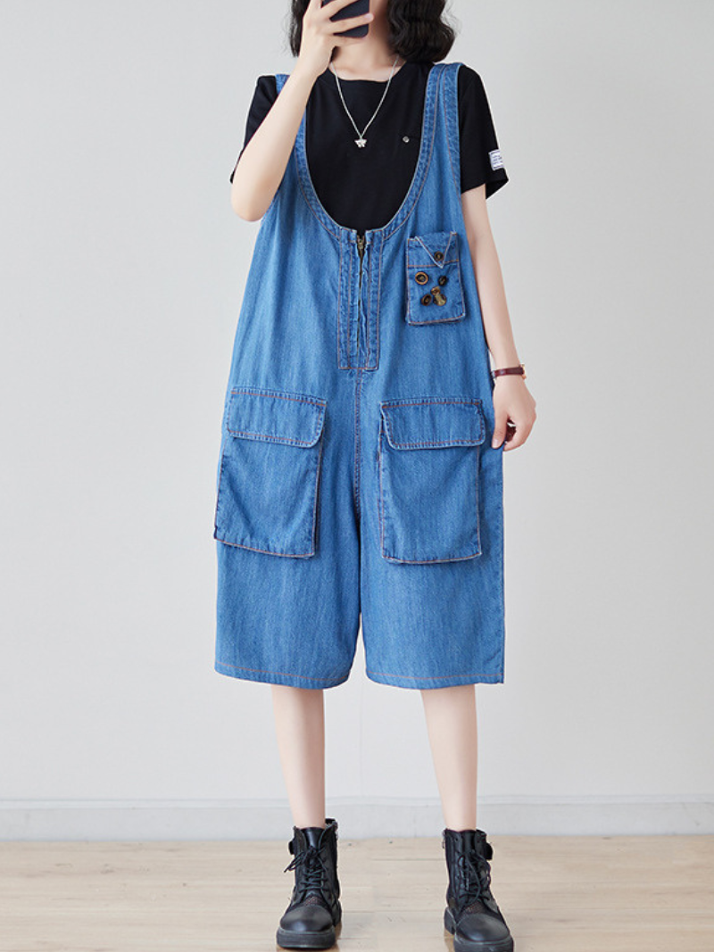 Women's  Blue Loose Dungaree 