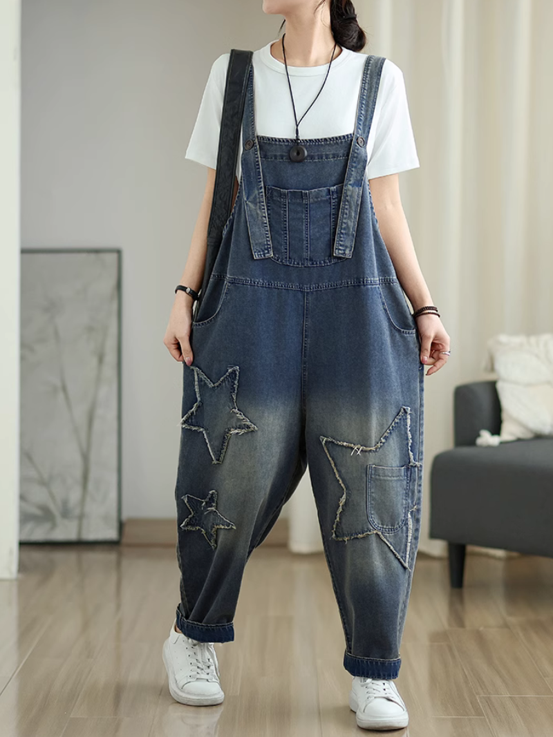 Women's Front Star Patch Dungaree 