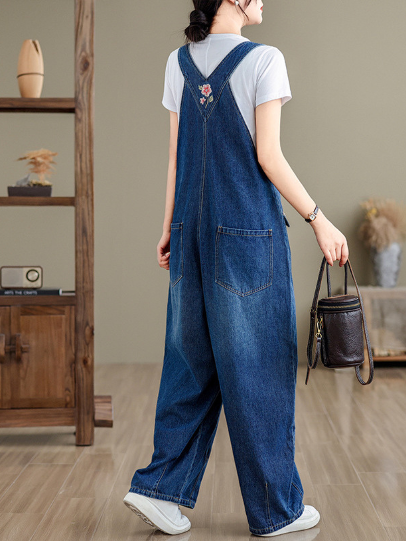 Salopettes à fleurs brodées élégantes pour femmes