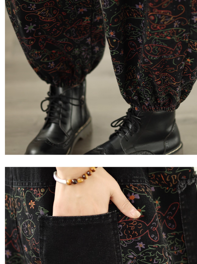 Boho Printed Women's Cotton Linen Harem Overalls | Eva Trends