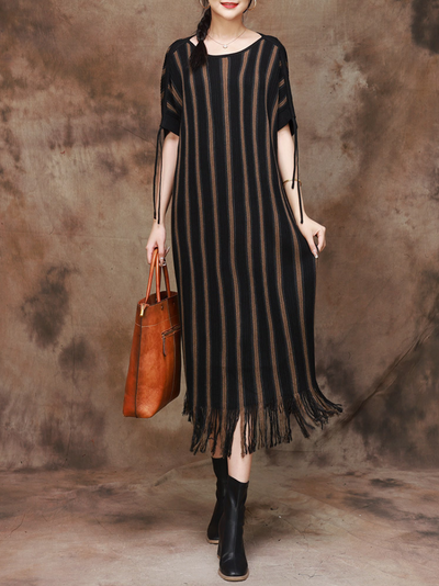 Women's black wool Midi Dress