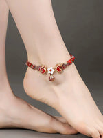Cadeia de pés antigos 2024 Novo campainha feminina da moda com Sound Retro Chinese Red Feet Chain