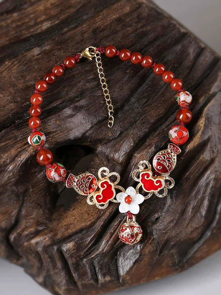 Cadeia de pés antigos 2024 Novo campainha feminina da moda com Sound Retro Chinese Red Feet Chain