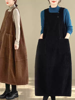 Washed Cotton Corduroy Pinafore Dress side view