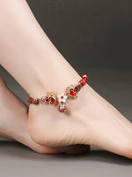 Cadeia de pés antigos 2024 Novo campainha feminina da moda com Sound Retro Chinese Red Feet Chain