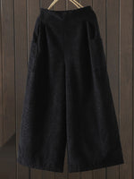 High Waist Fleece Lined Corduroy Wide Leg Pants for Women