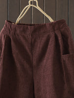 High Waist Fleece Lined Corduroy Wide Leg Pants for Women