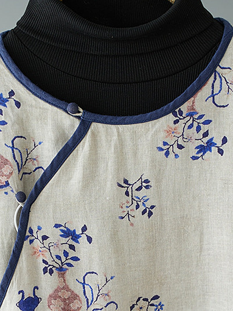 Dreamny Printed A-line Skirt Dress for Women | Linen Cotton Long Dress