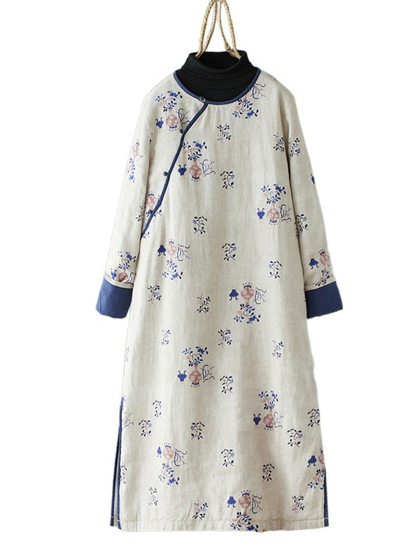 Dreamny Printed A-line Skirt Dress for Women | Linen Cotton Long Dress