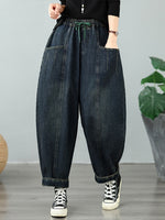 Breezy Weekend Distressed Denim Harem Pants