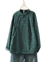 Retro Dreamy Style Fleece Lined Cotton Linen Coat for Women