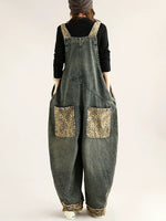 Wild Weekend Leopard Patchwork Denim Overalls