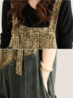 Wild Weekend Leopard Patchwork Denim Overalls