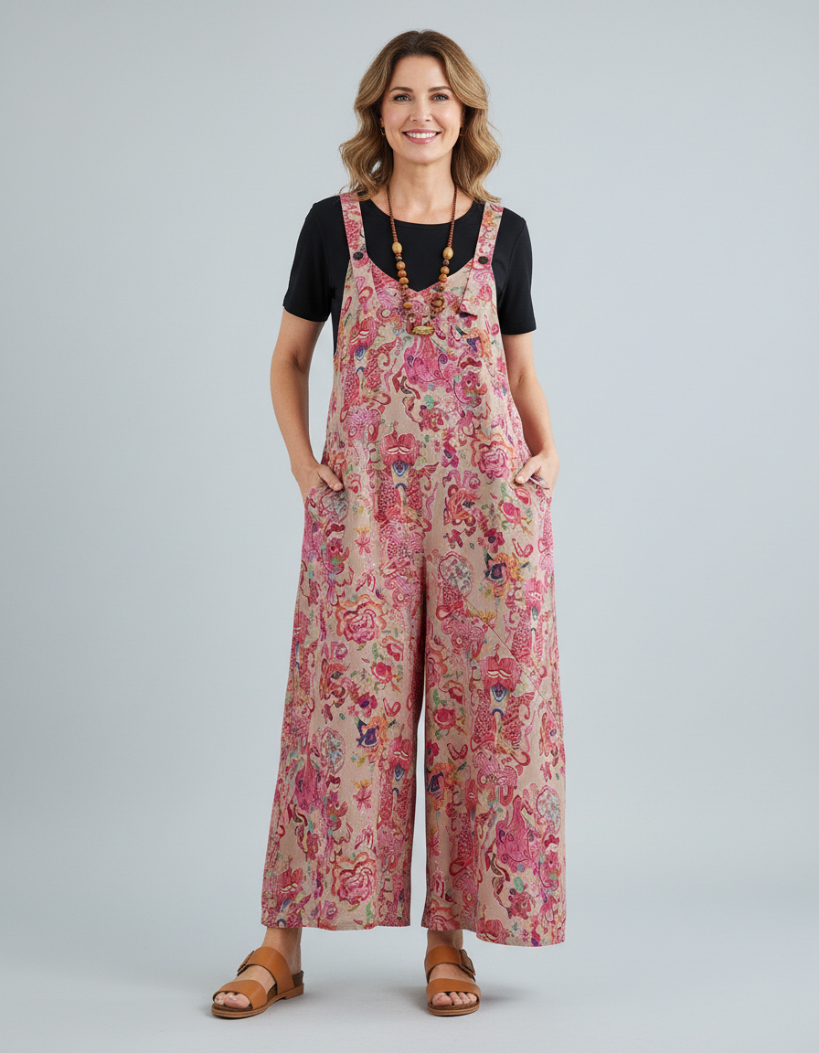 Dungaree globalement léger de l'été des femmes imprimé en liberté globale