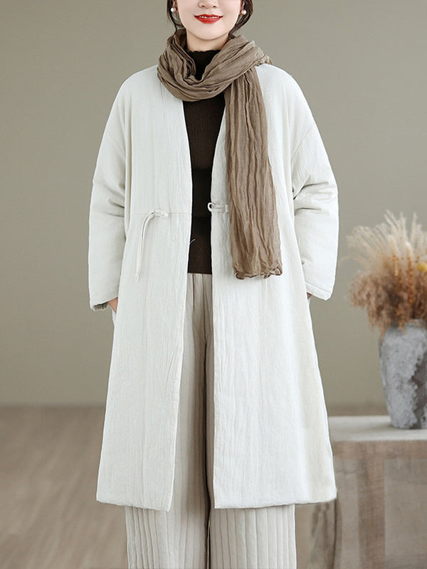 Winter Stylish Weekend V-Neck Padded Long Coat
