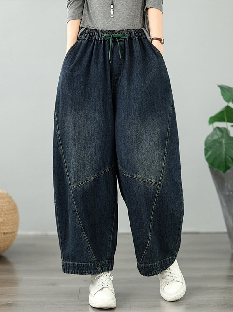 Weekend Wander Distressed Denim Harem Pants