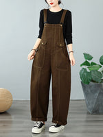 brown large pockets overalls 