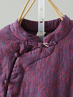 Retro Dreamy Style Fleece Lined Cotton Linen Coat for Women
