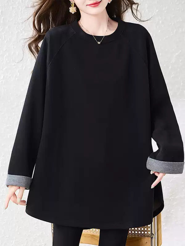 Loose Fit Sweatshirt for Women | Plus Size Round Neck Top