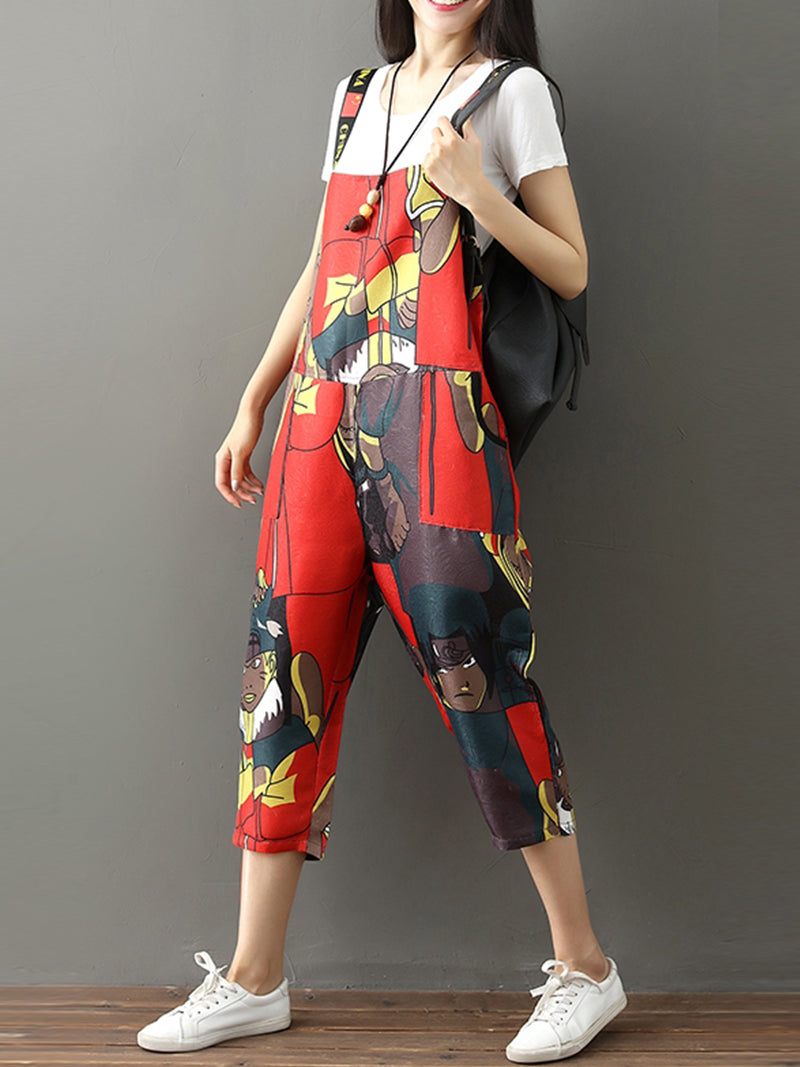 Women's Printed Dungarees