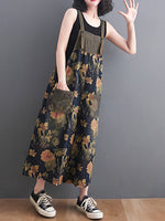 Comfortable printed denim dungarees