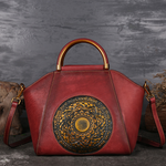 Bolso de cuero en relieve genuino de tótem