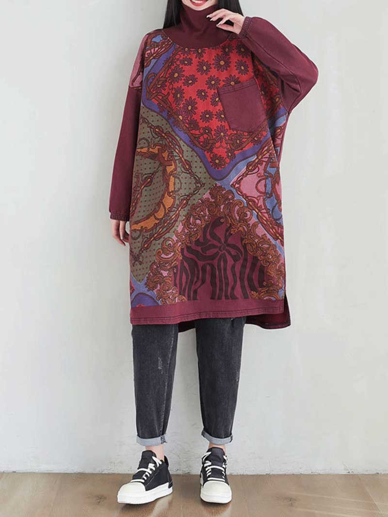 High Neck Midi Sweater Dress for Women