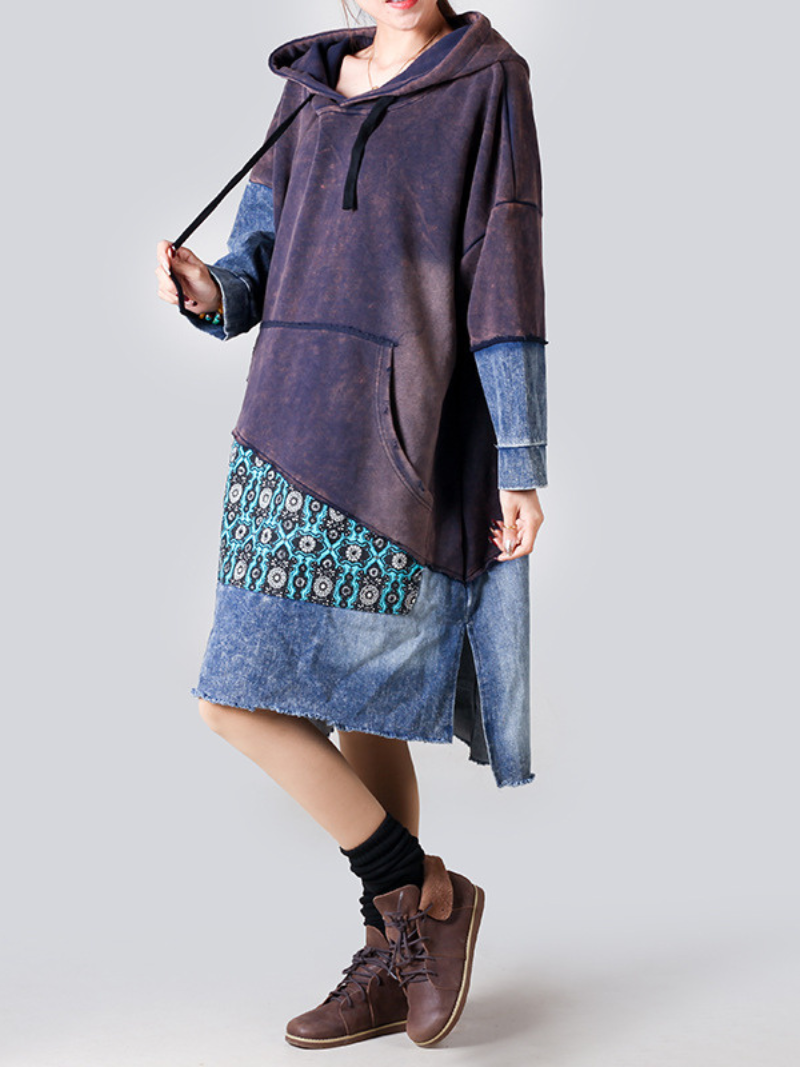 Women's Retro Purple Large Size Hooded