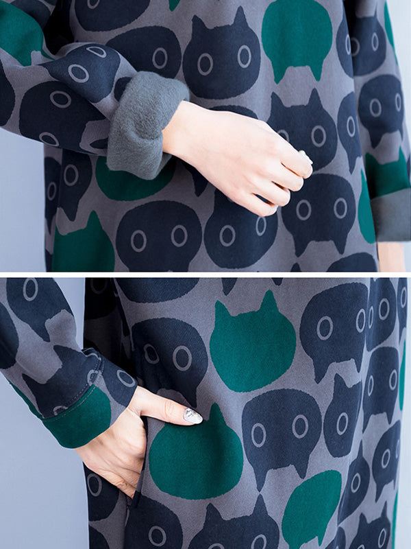 Avec un chat avec une robe en coton à capuche