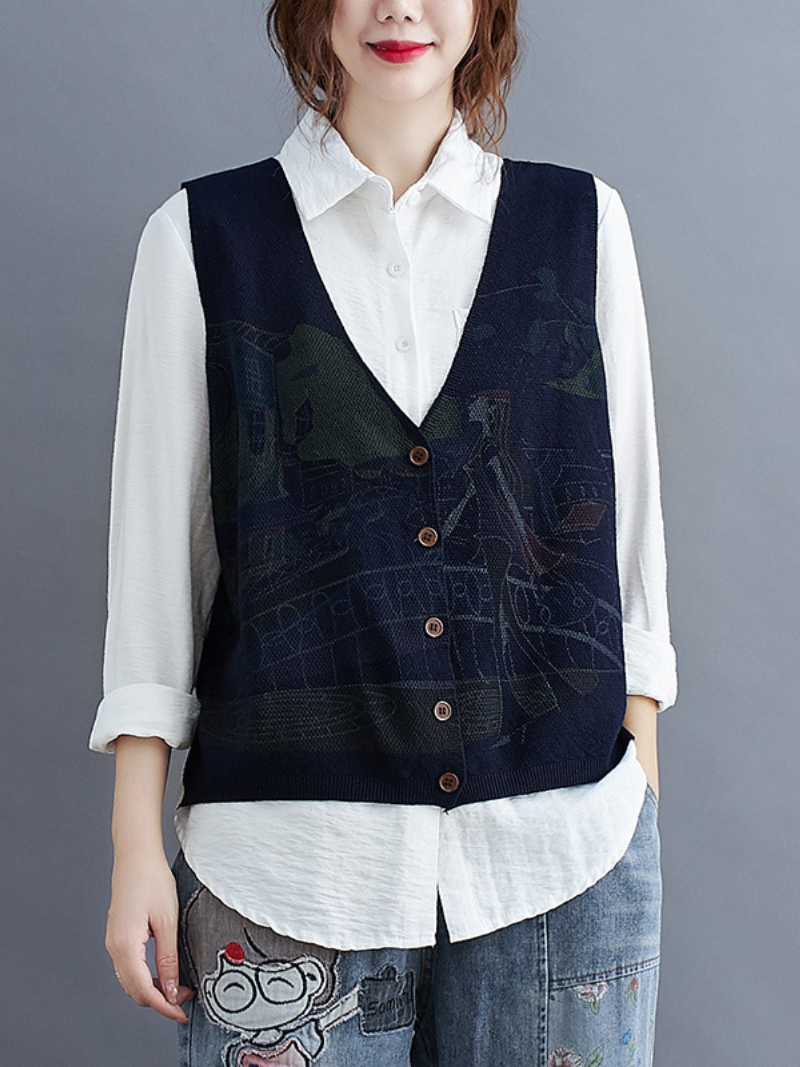 Modern printed knit vest