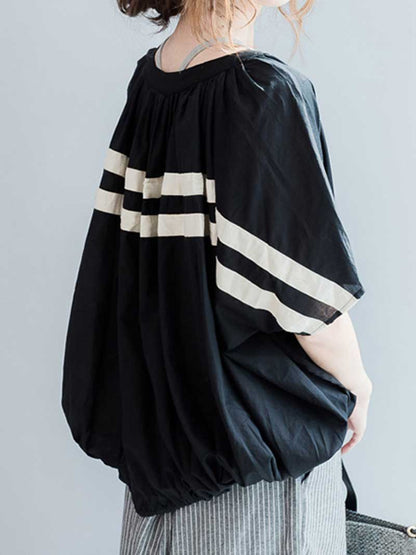 Evatrends Cotton Linen Top, Summer wear, Short sleeves, Stripped top, Round Neck, T-shirt Top, Wear With Jeans pant or Trouser