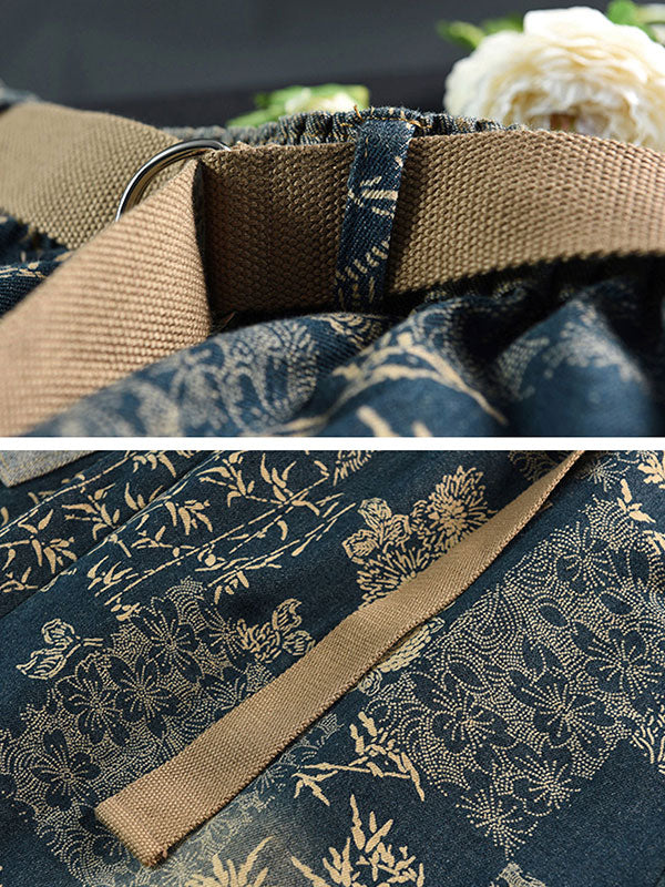 Jupe en jean à impression florale