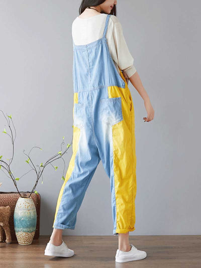 Dungarees cotton denim,  Trousers, vintage retro style overall, Adjustable Straps