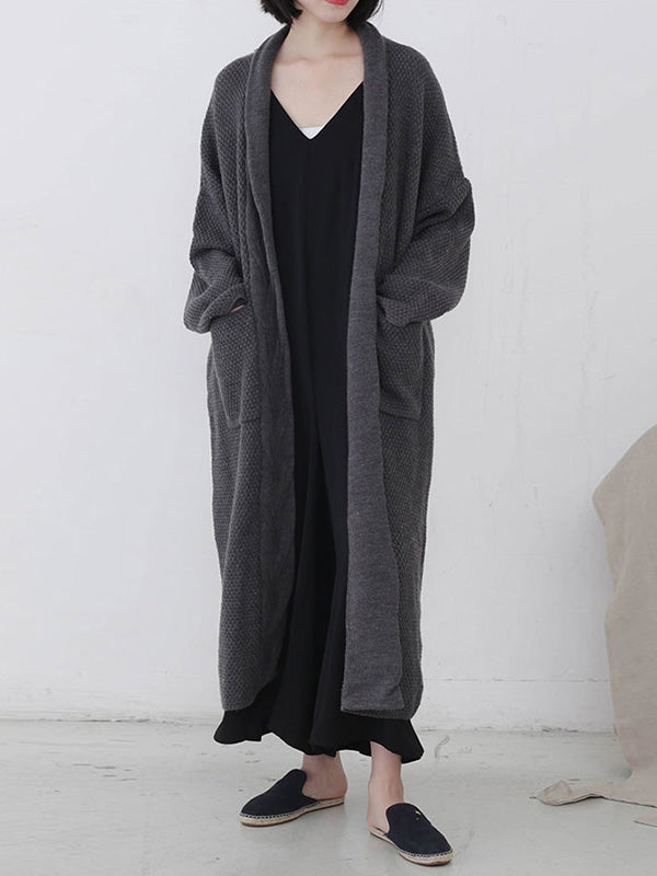 Diamond Long Cardigan Sweater com bolso