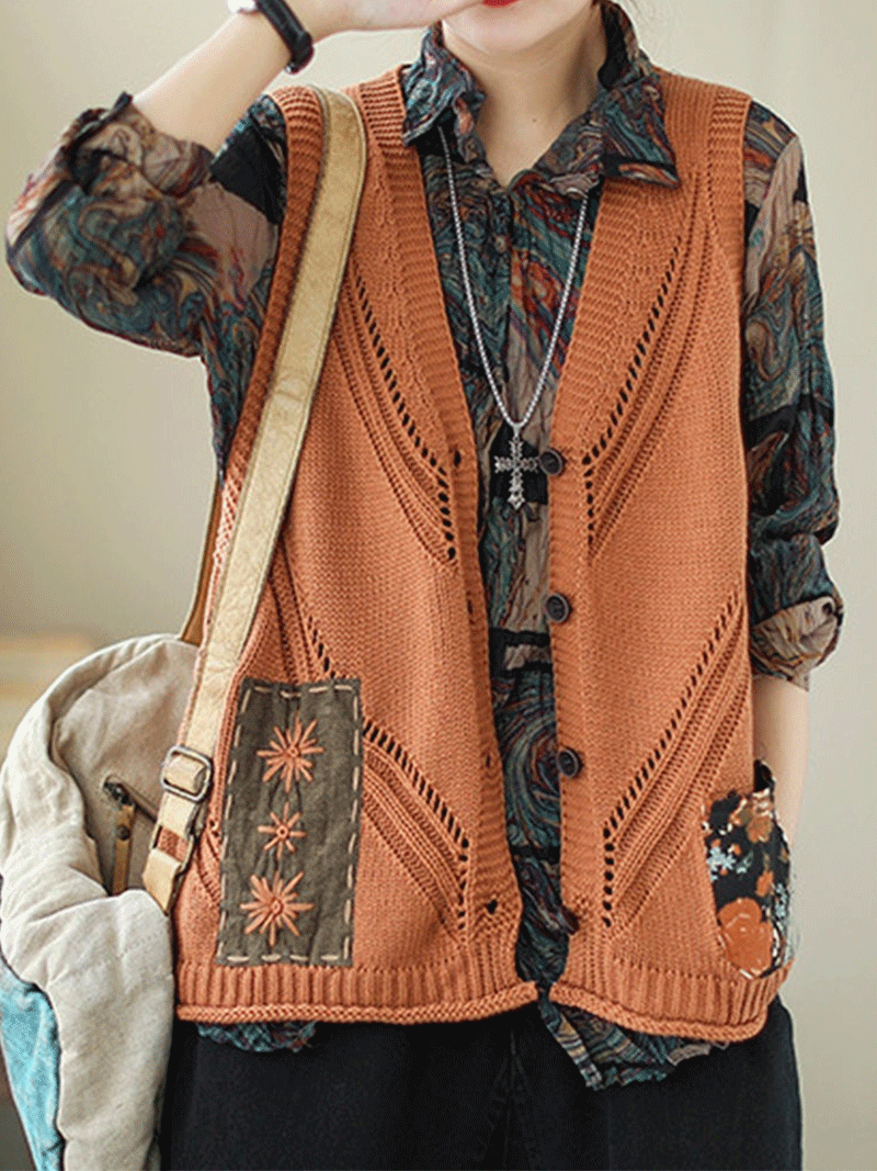 Patch samedi soir coton gilet en tricot Femme Sweater Cardigan