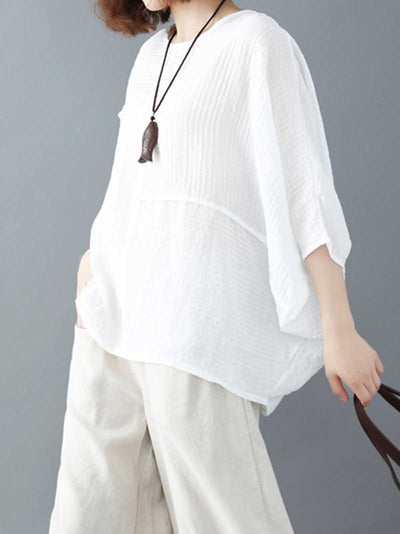 Evatrends Cotton Top, Summer wear, Bat sleeves, Plain top, Round Neck Wear With Jeans pant or Trouser