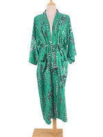 Evatrends cotton gown robe printed kimonos, Outerwear, Rayon 100（%）, Nightwear, long kimono, Board Sleeves, Different colors, loose fitting, Tie-Dye Print